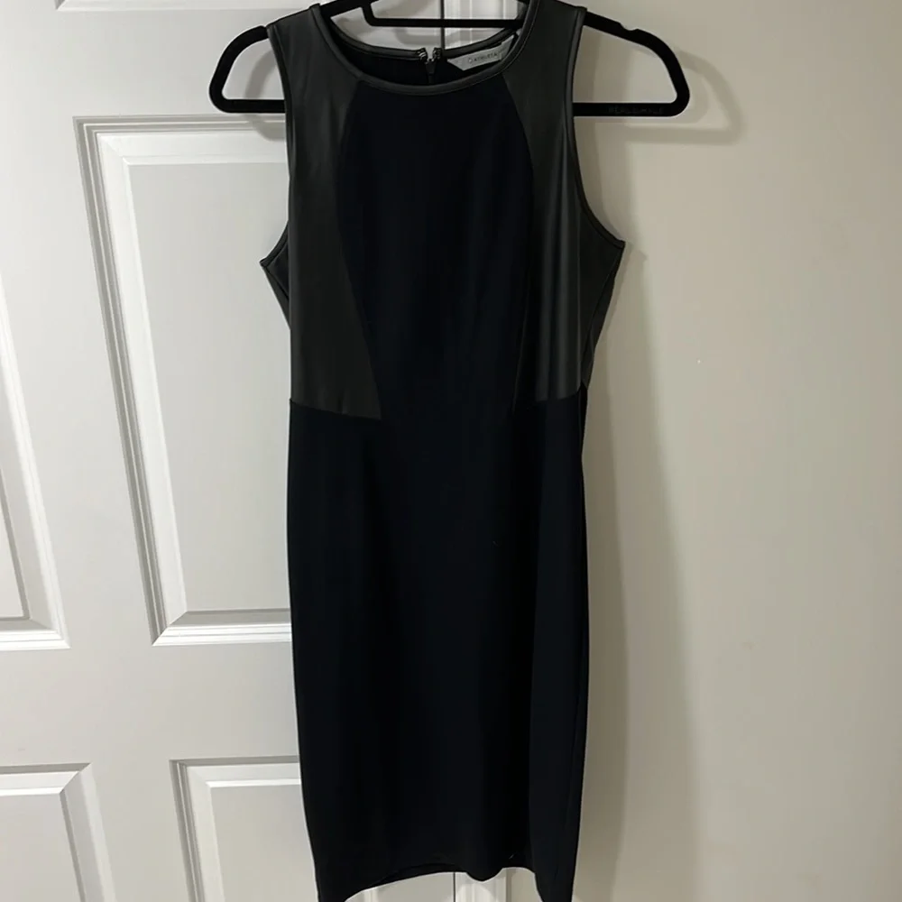 Athleta dress in black. Leather look detail. Like edgy? - Picture 2 of 7